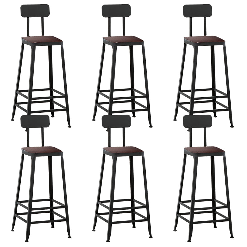 Contemporary Square Dining Stools Metal Bar Stools with Footrest