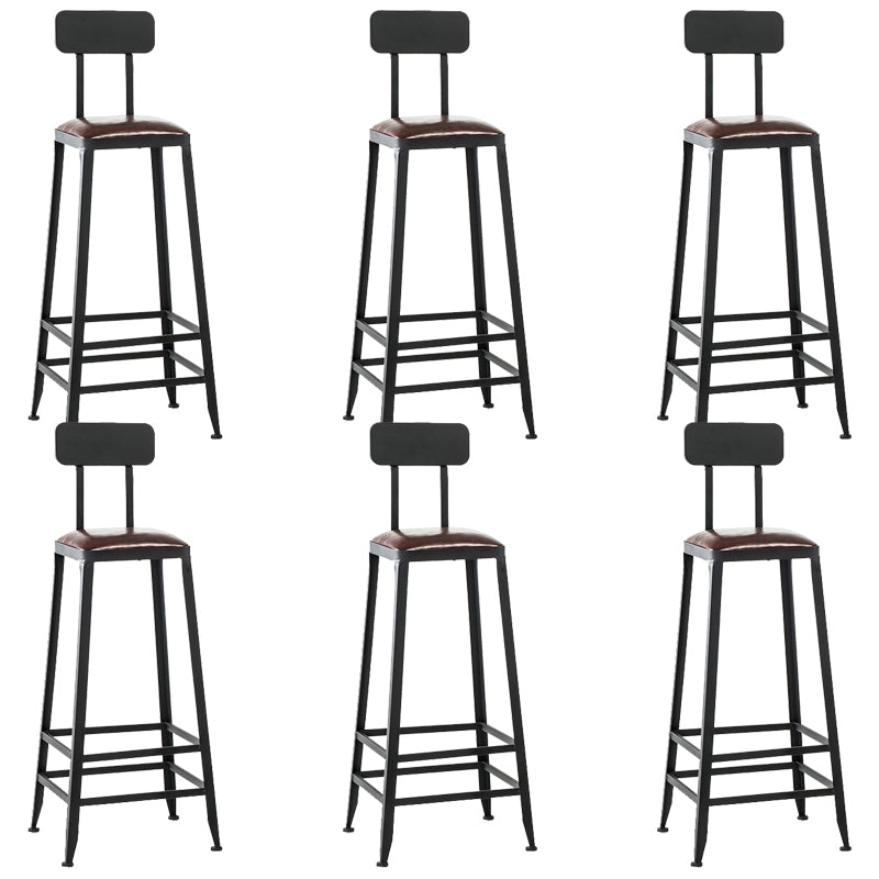 Contemporary Square Dining Stools Metal Bar Stools with Footrest