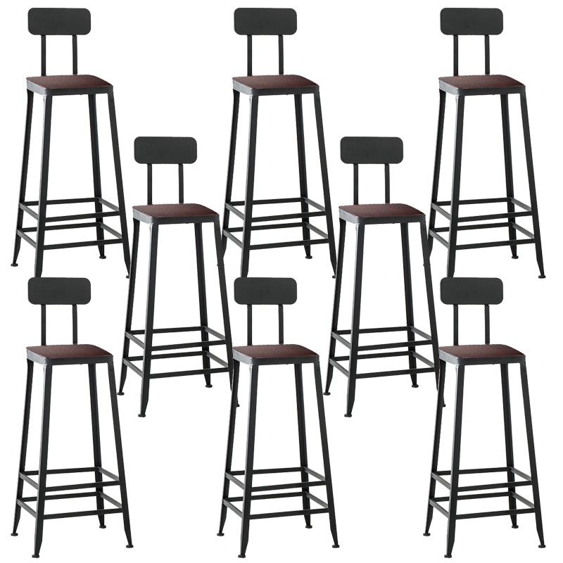 Contemporary Square Dining Stools Metal Bar Stools with Footrest