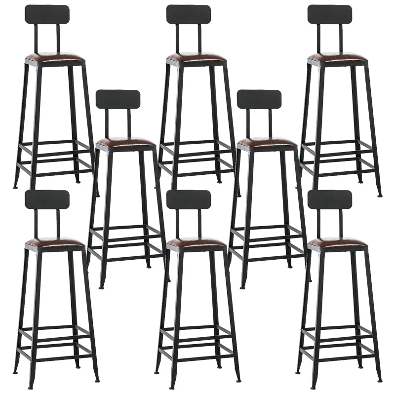Contemporary Square Dining Stools Metal Bar Stools with Footrest