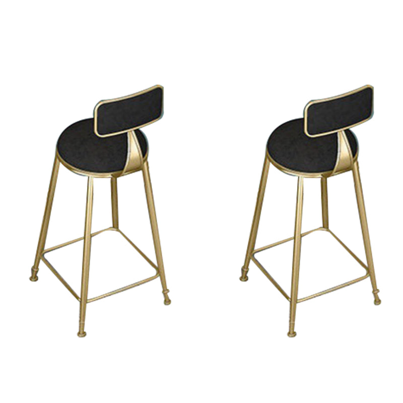 Low Back Dining Stool Contemporary Bar Stool with Metal Base