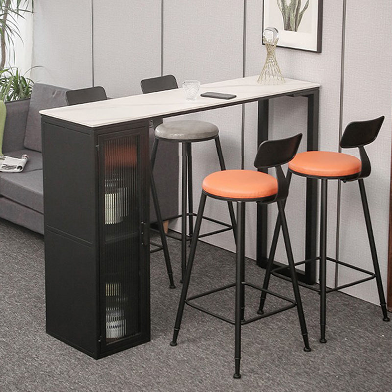 Contemporary Dining Stools Armless Bar Stools with Metal Base