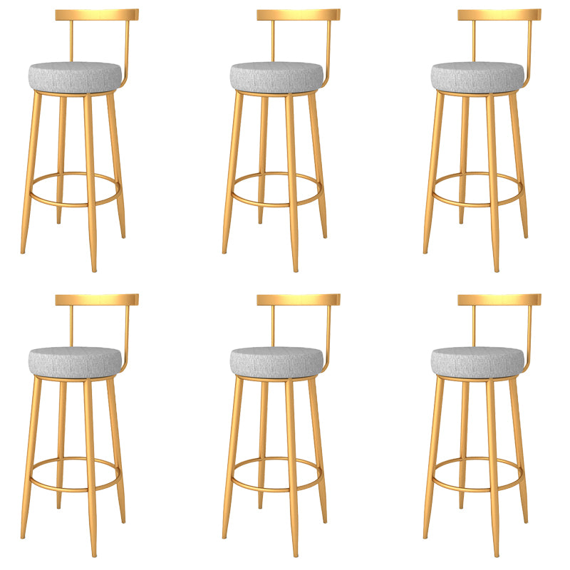 Metal Low Back Bar Stools Round Armless Dining Stools with Footrest