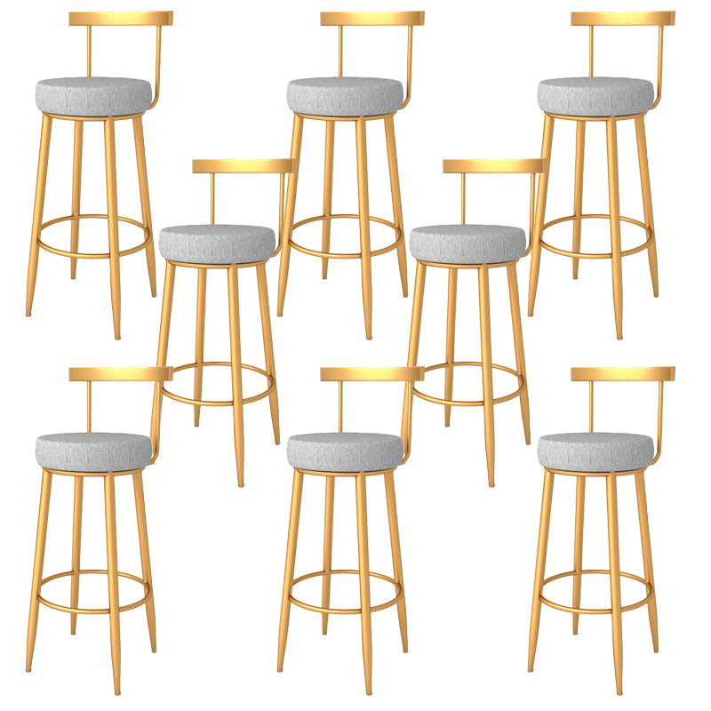 Metal Low Back Bar Stools Round Armless Dining Stools with Footrest