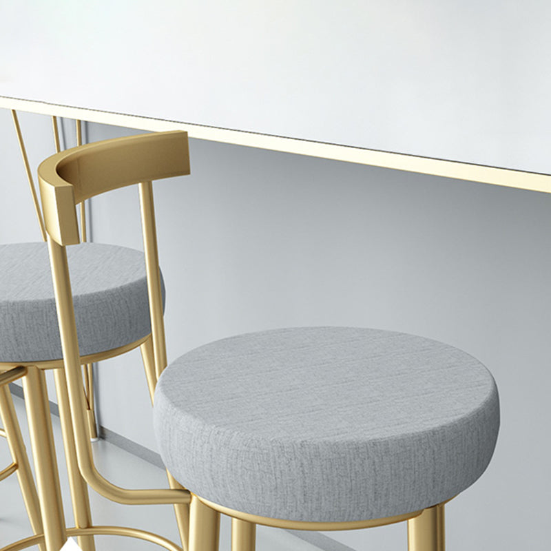 Metal Low Back Bar Stools Round Armless Dining Stools with Footrest