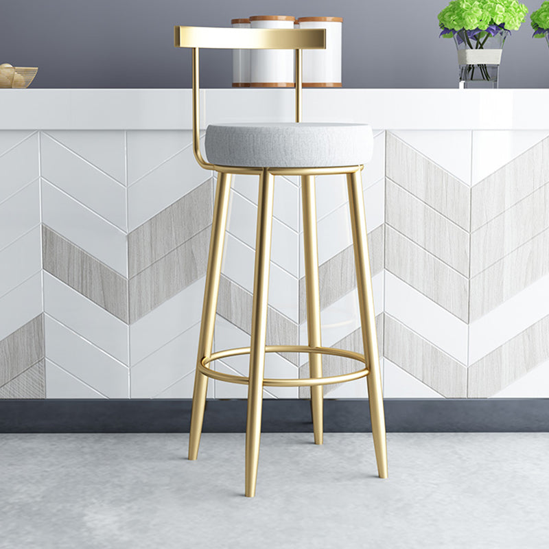 Metal Low Back Bar Stools Round Armless Dining Stools with Footrest