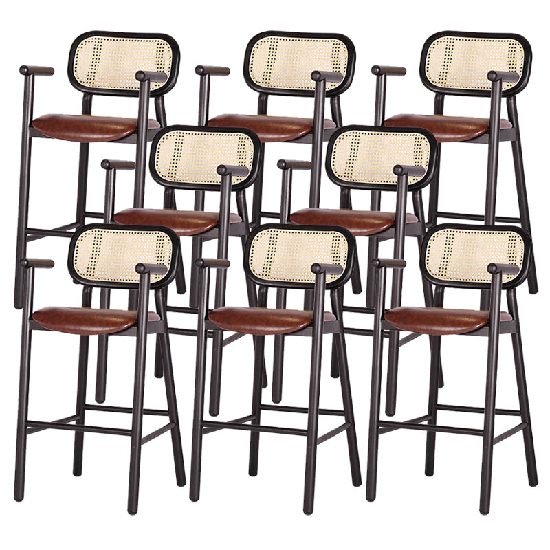 Solid Wood Dining Stools Contemporary Armed Bar Stools with Footrest