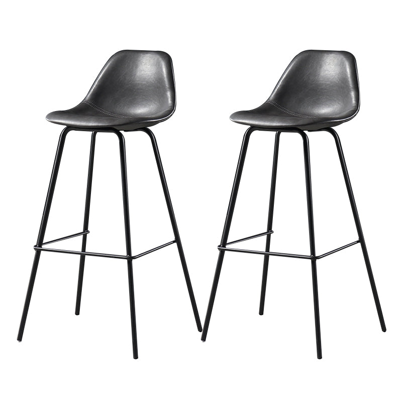 Faux Leather Dining Stools Contemporary Armless Bar Stools with Metal Base