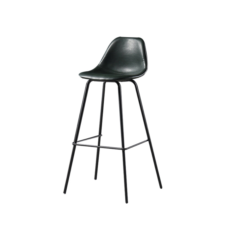 Faux Leather Dining Stools Contemporary Armless Bar Stools with Metal Base