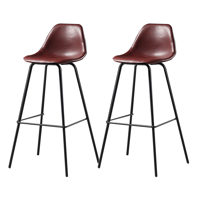 Faux Leather Dining Stools Contemporary Armless Bar Stools with Metal Base