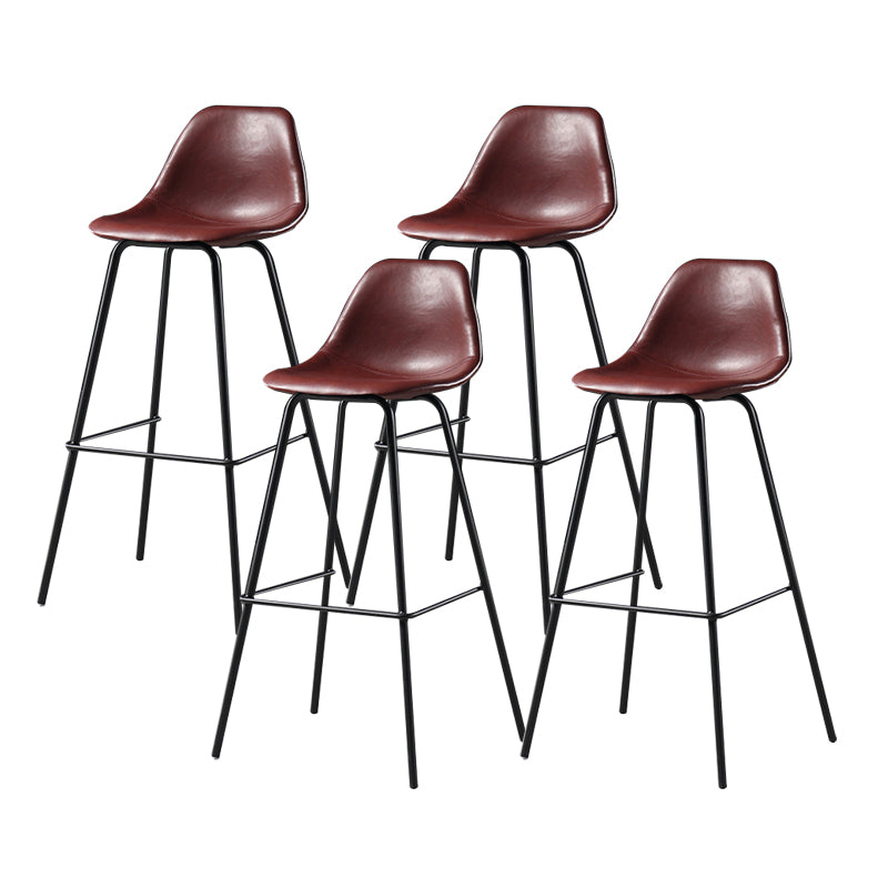 Faux Leather Dining Stools Contemporary Armless Bar Stools with Metal Base