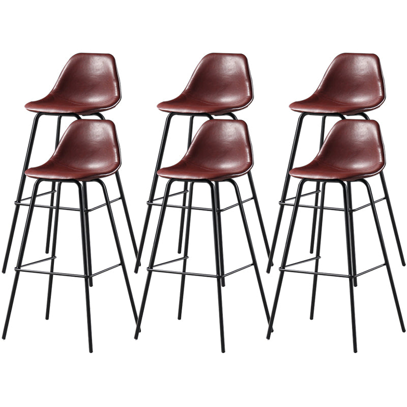 Faux Leather Dining Stools Contemporary Armless Bar Stools with Metal Base