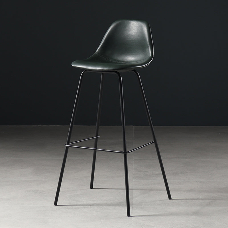 Faux Leather Dining Stools Contemporary Armless Bar Stools with Metal Base