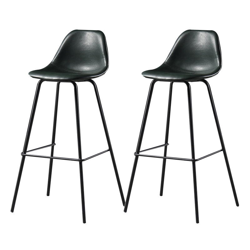 Faux Leather Dining Stools Contemporary Armless Bar Stools with Metal Base