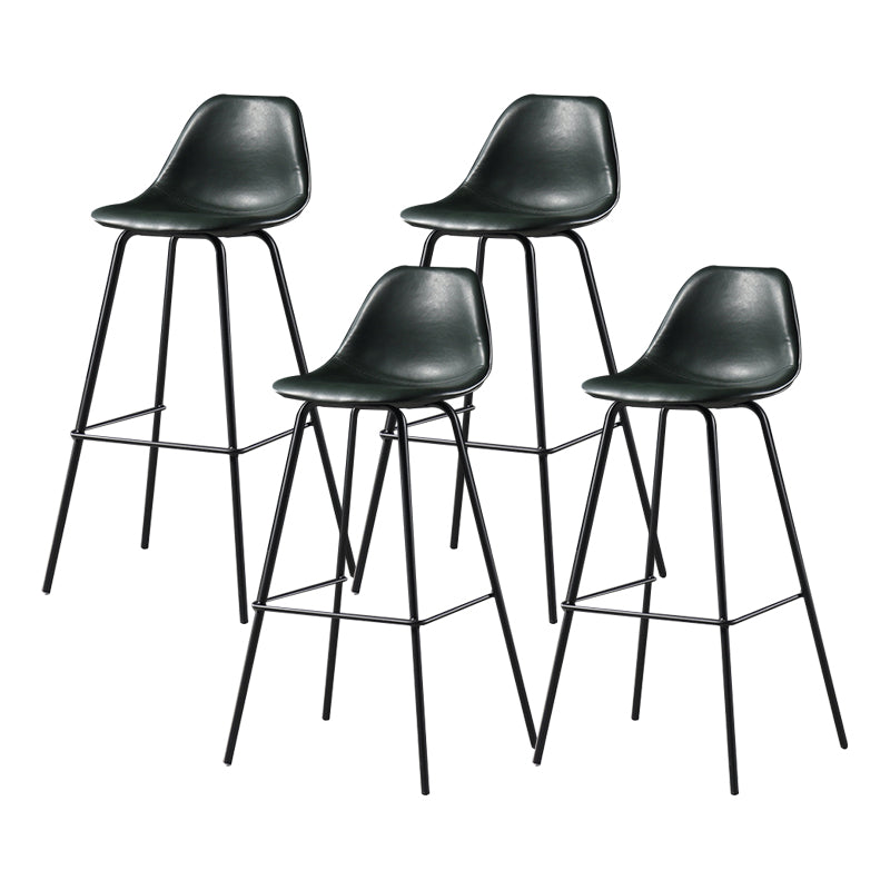 Faux Leather Dining Stools Contemporary Armless Bar Stools with Metal Base