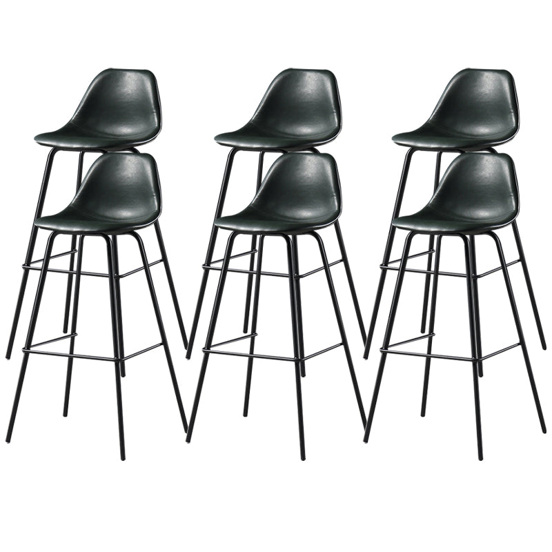 Faux Leather Dining Stools Contemporary Armless Bar Stools with Metal Base