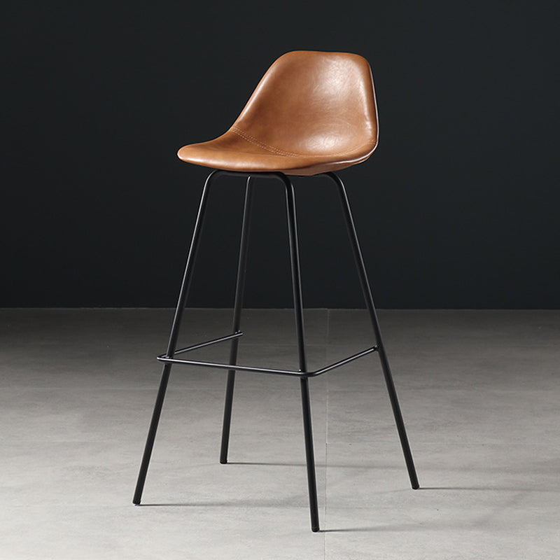Faux Leather Dining Stools Contemporary Armless Bar Stools with Metal Base