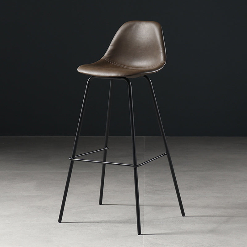 Faux Leather Dining Stools Contemporary Armless Bar Stools with Metal Base