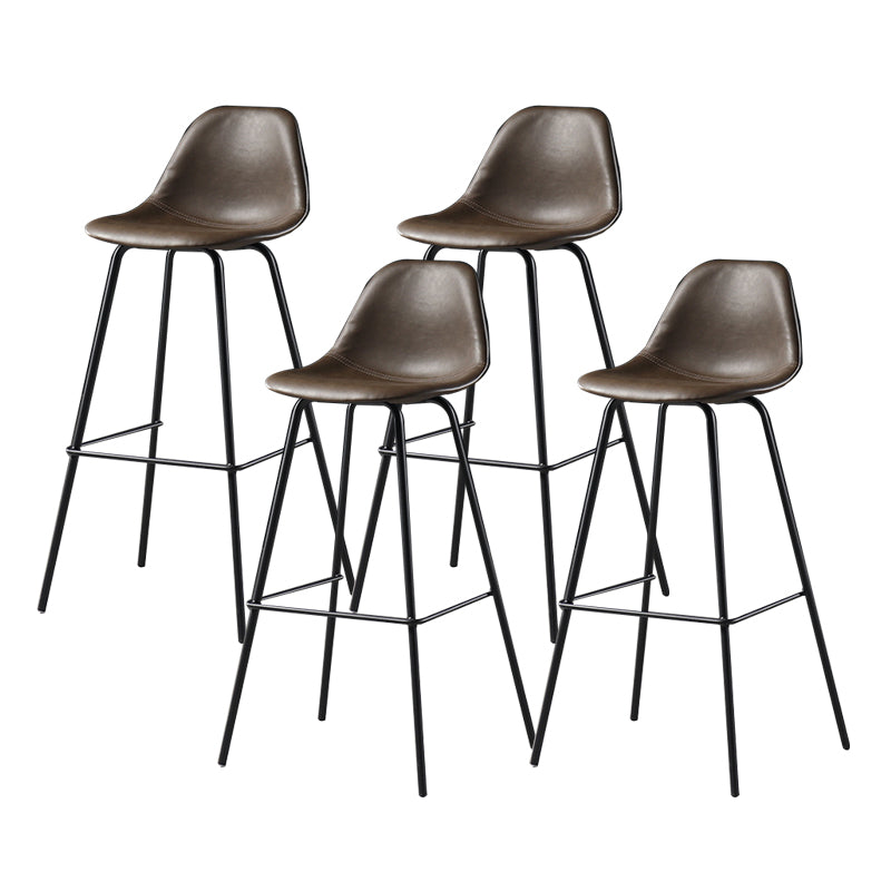 Faux Leather Dining Stools Contemporary Armless Bar Stools with Metal Base