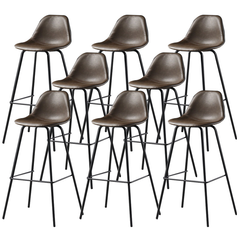Faux Leather Dining Stools Contemporary Armless Bar Stools with Metal Base