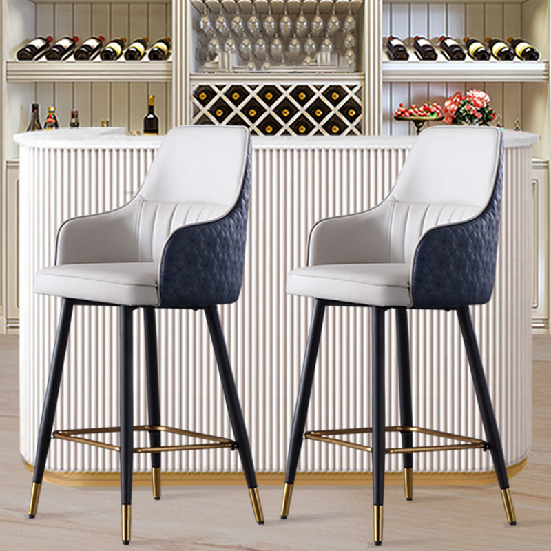 Glam Leather Bar Stool Armed Backrest Counter Stool for Living Room