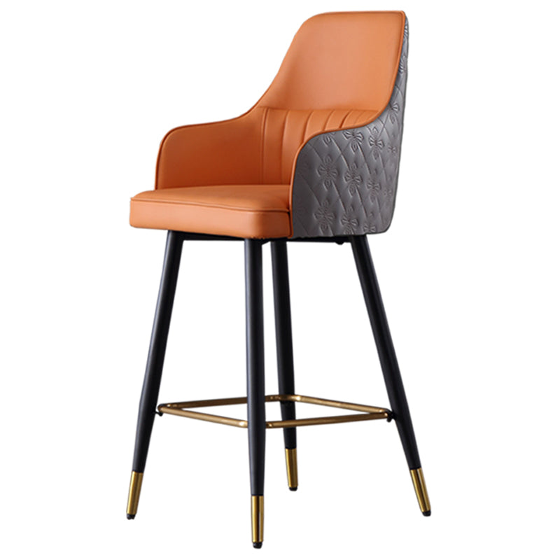 Glam Leather Bar Stool Armed Backrest Counter Stool for Living Room
