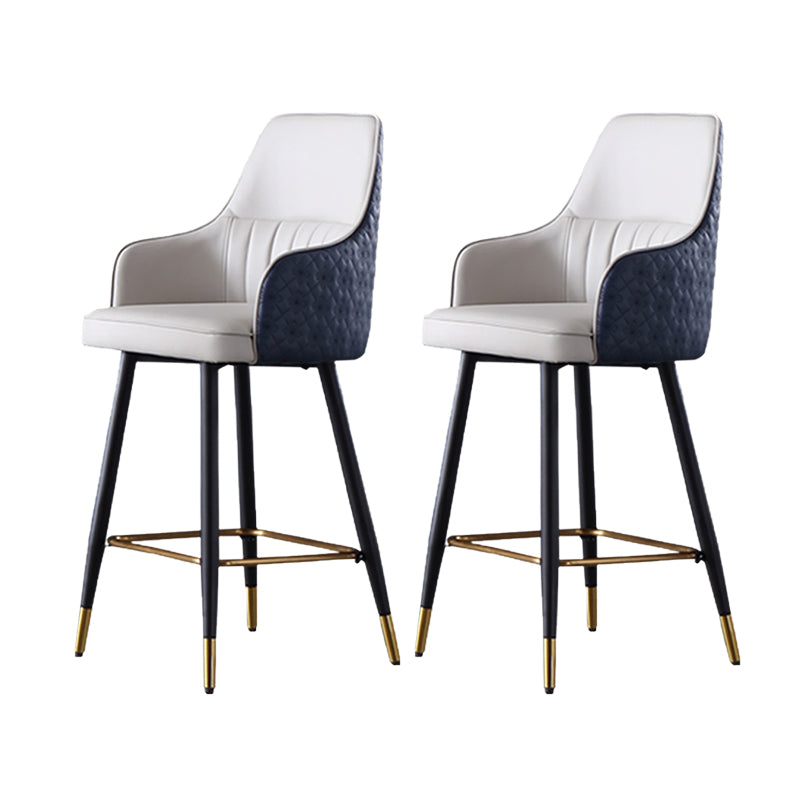 Glam Leather Bar Stool Armed Backrest Counter Stool for Living Room