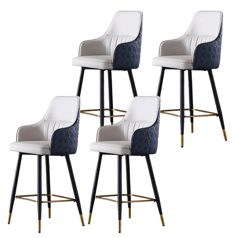 Glam Leather Bar Stool Armed Backrest Counter Stool for Living Room