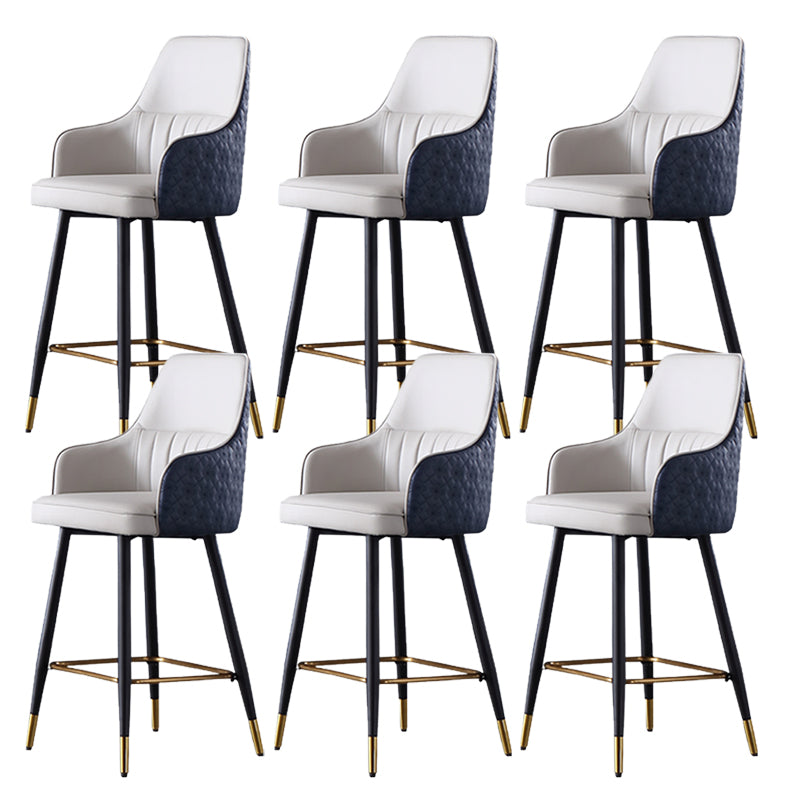 Glam Leather Bar Stool Armed Backrest Counter Stool for Living Room