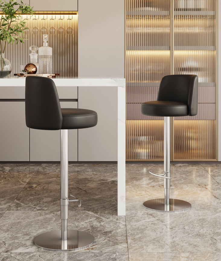 Adjustable Swivel Bar Stool Leather Backrest Counter Stool for Bristol