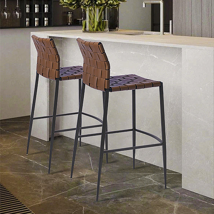 Modern Leather Bar Stool Backrest 4 Legs Counter Stool for Bristol