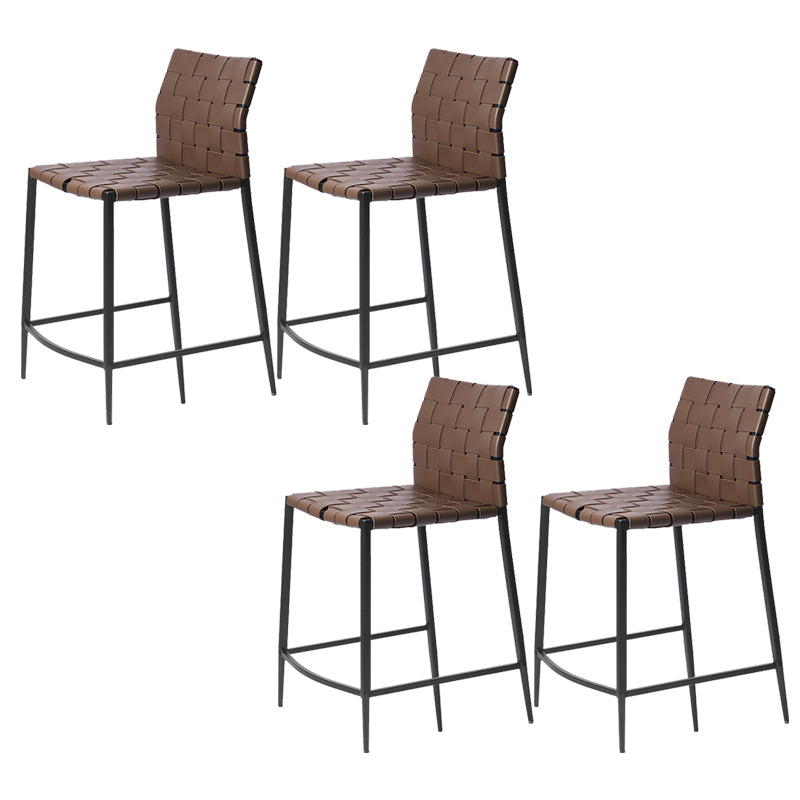 Modern Leather Bar Stool Backrest 4 Legs Counter Stool for Bristol