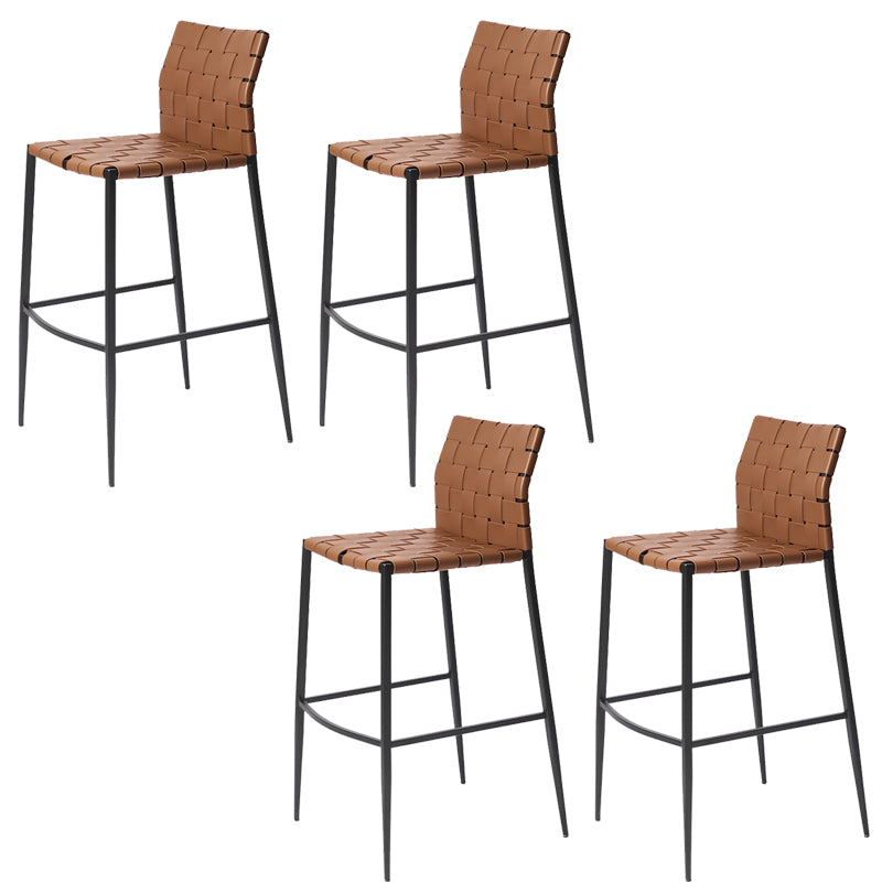 Modern Leather Bar Stool Backrest 4 Legs Counter Stool for Bristol