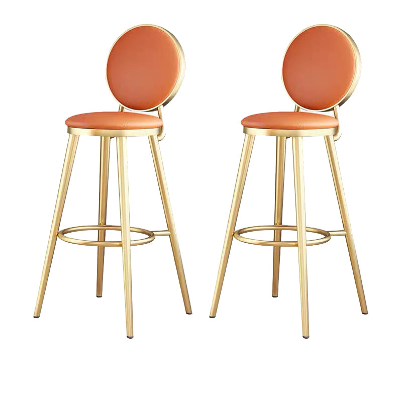 Faux Leather Counter Bar Stool Orange and Gold Bar and Counter Stool