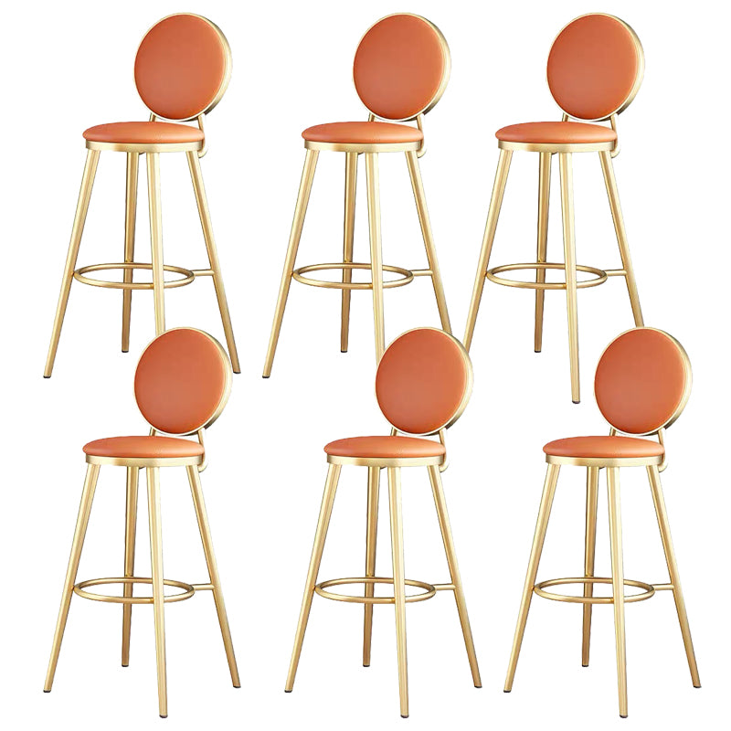 Faux Leather Counter Bar Stool Orange and Gold Bar and Counter Stool