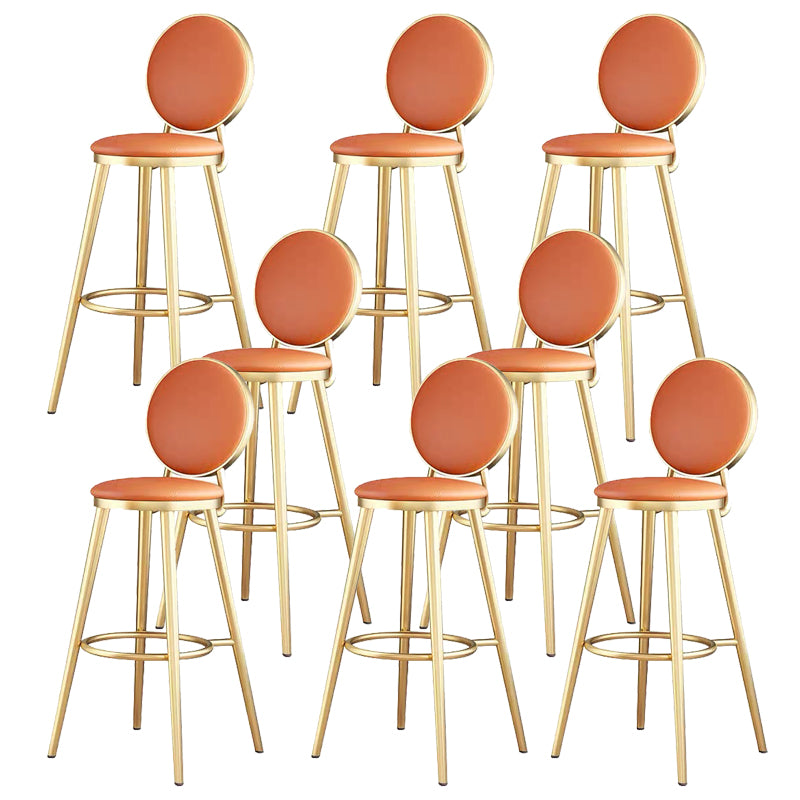 Faux Leather Counter Bar Stool Orange and Gold Bar and Counter Stool