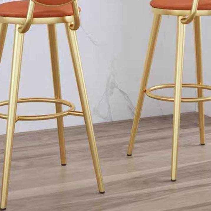Faux Leather Counter Bar Stool Orange and Gold Bar and Counter Stool