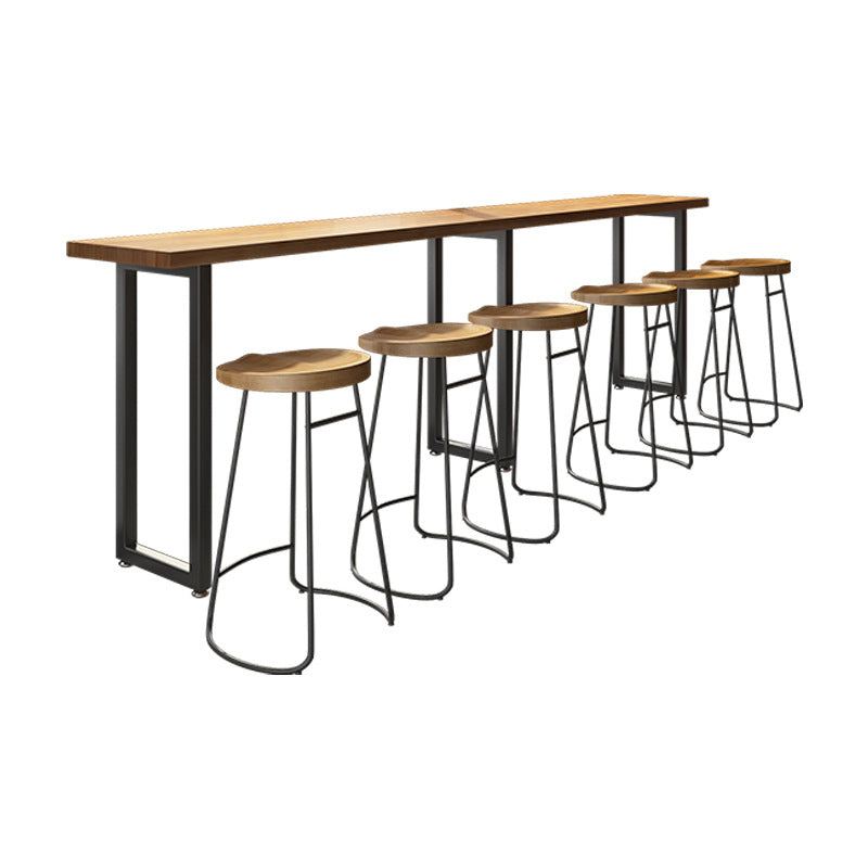 Modern Bar Table Set 1/7 Pieces Solid Wood Rectangle Bar table with Backless Stools