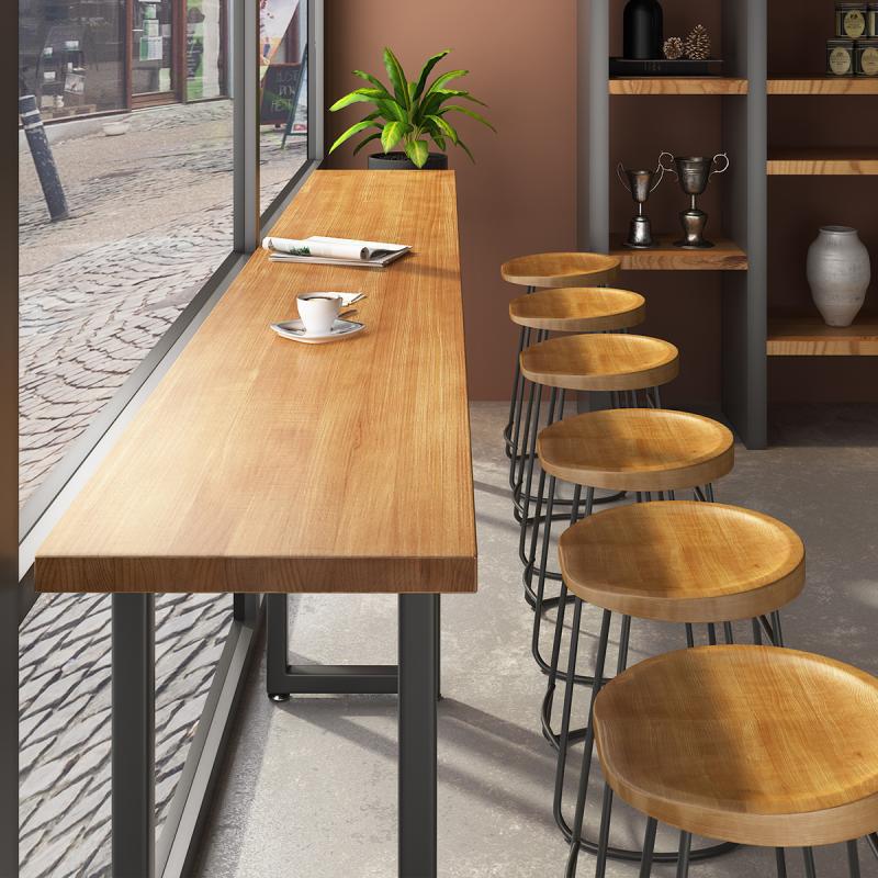 Modern Bar Table Set 1/7 Pieces Solid Wood Rectangle Bar table with Backless Stools