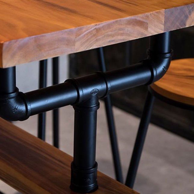 Industrial 1/2/7 Pieces Bar Table Set Rectangle Pine Wood Counter Table with High Stools