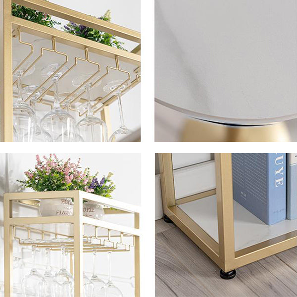 Glam Stone 1/2/3 Pieces Bar Table Set Rectangle Bar Table with Metal Legs for Kitchen