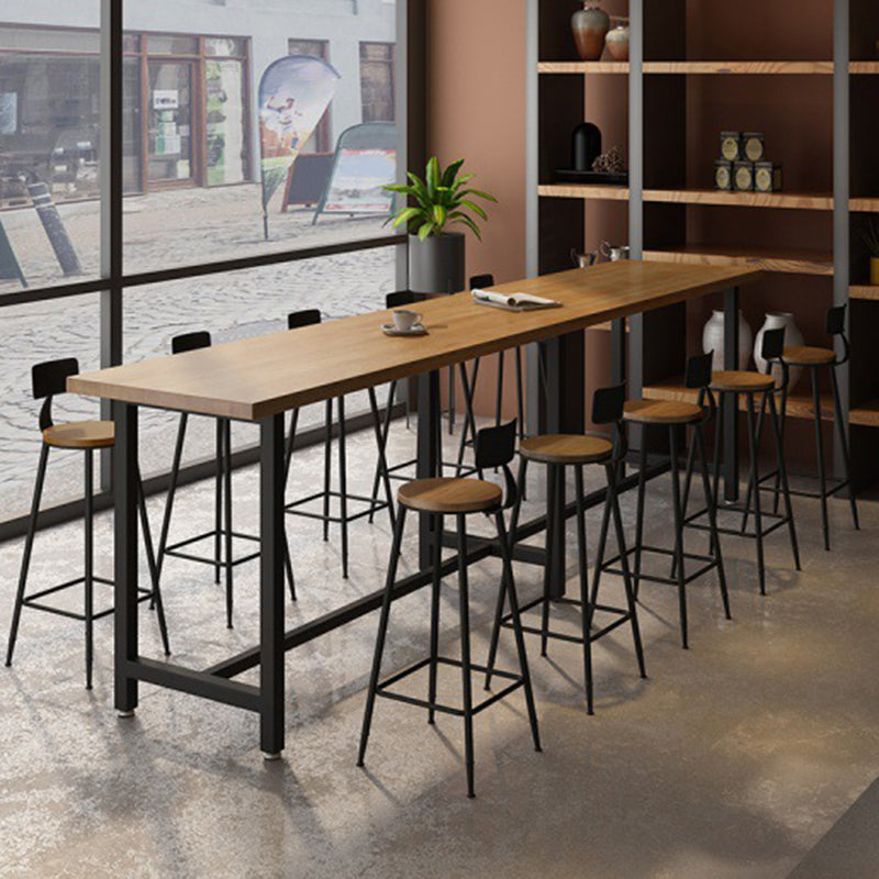 Modern 1/11 Pieces Bar Table Set Rectangle Wood Counter Table with High Stools