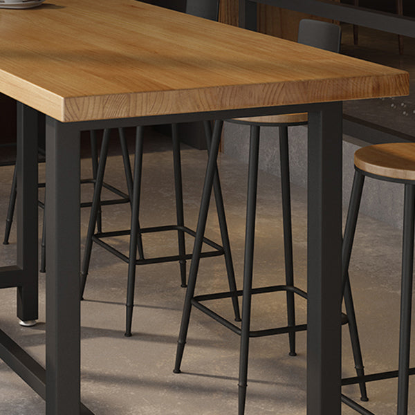 Modern 1/11 Pieces Bar Table Set Rectangle Wood Counter Table with High Stools