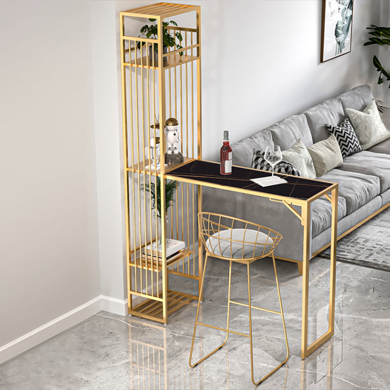 Modern Style Bar Table Set 1/2 Pieces Rectangle Bar Table with Upholstered Stool