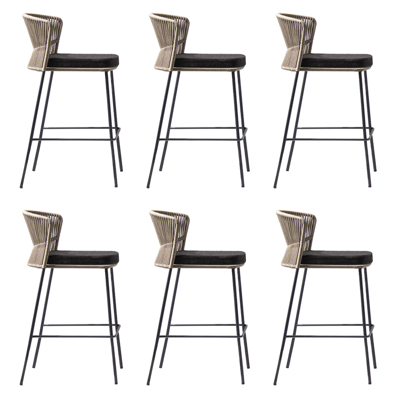 Contemporary Low Back Dining Stool Bucket Bar Stool with Footrest