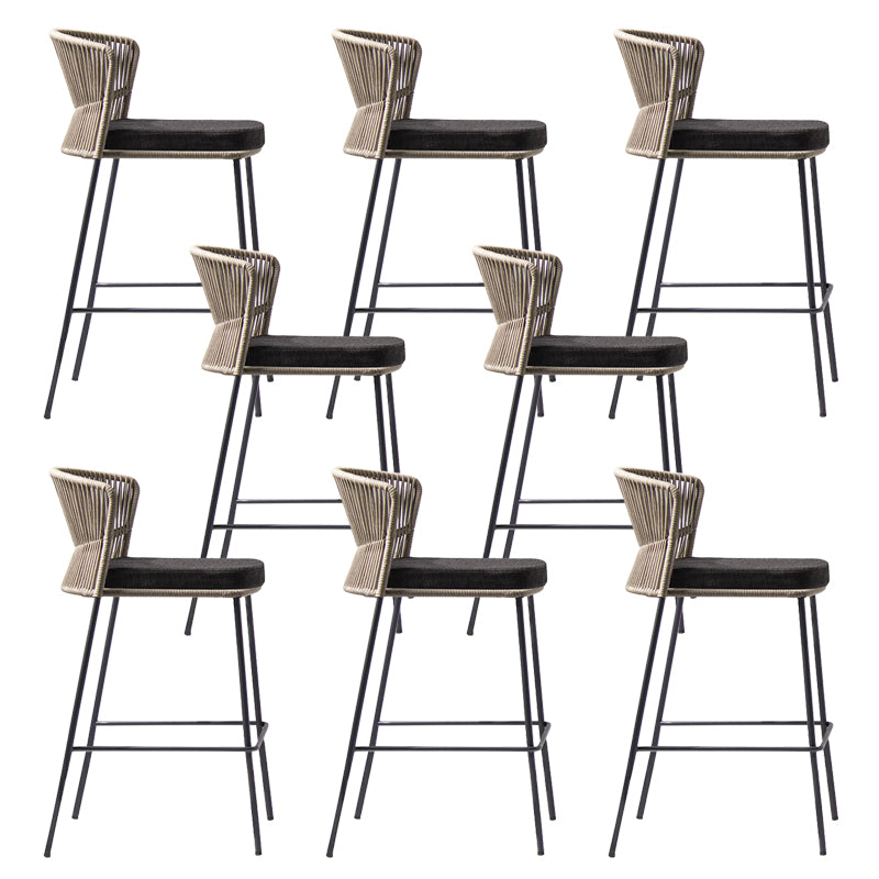 Contemporary Low Back Dining Stool Bucket Bar Stool with Footrest