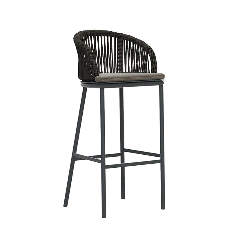 Contemporary Low Back Dining Stool Bucket Bar Stool with Footrest