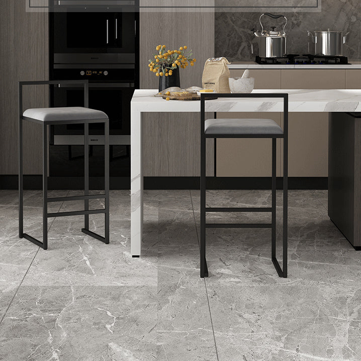 Metal Armless Dining Stools Contemporary Bar Stools with Cushion