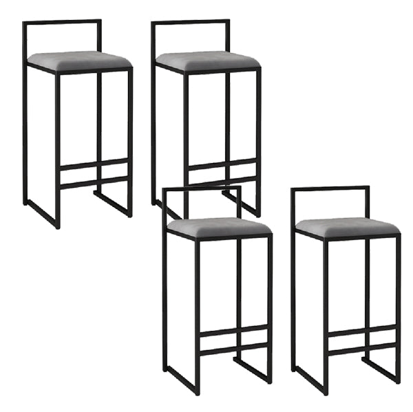 Metal Armless Dining Stools Contemporary Bar Stools with Cushion
