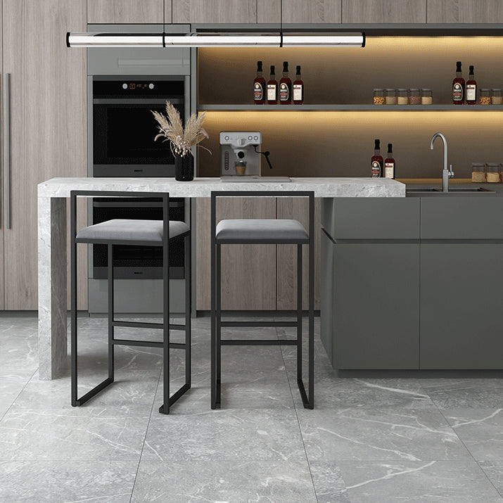 Metal Armless Dining Stools Contemporary Bar Stools with Cushion